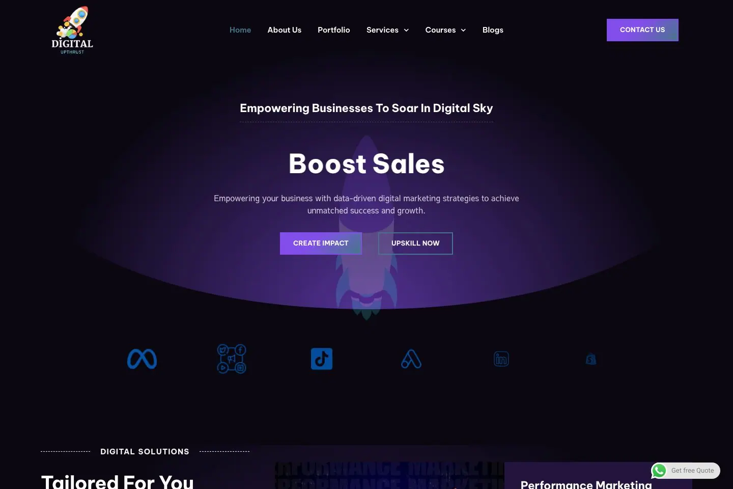 Digital Upthrust: public website homepage