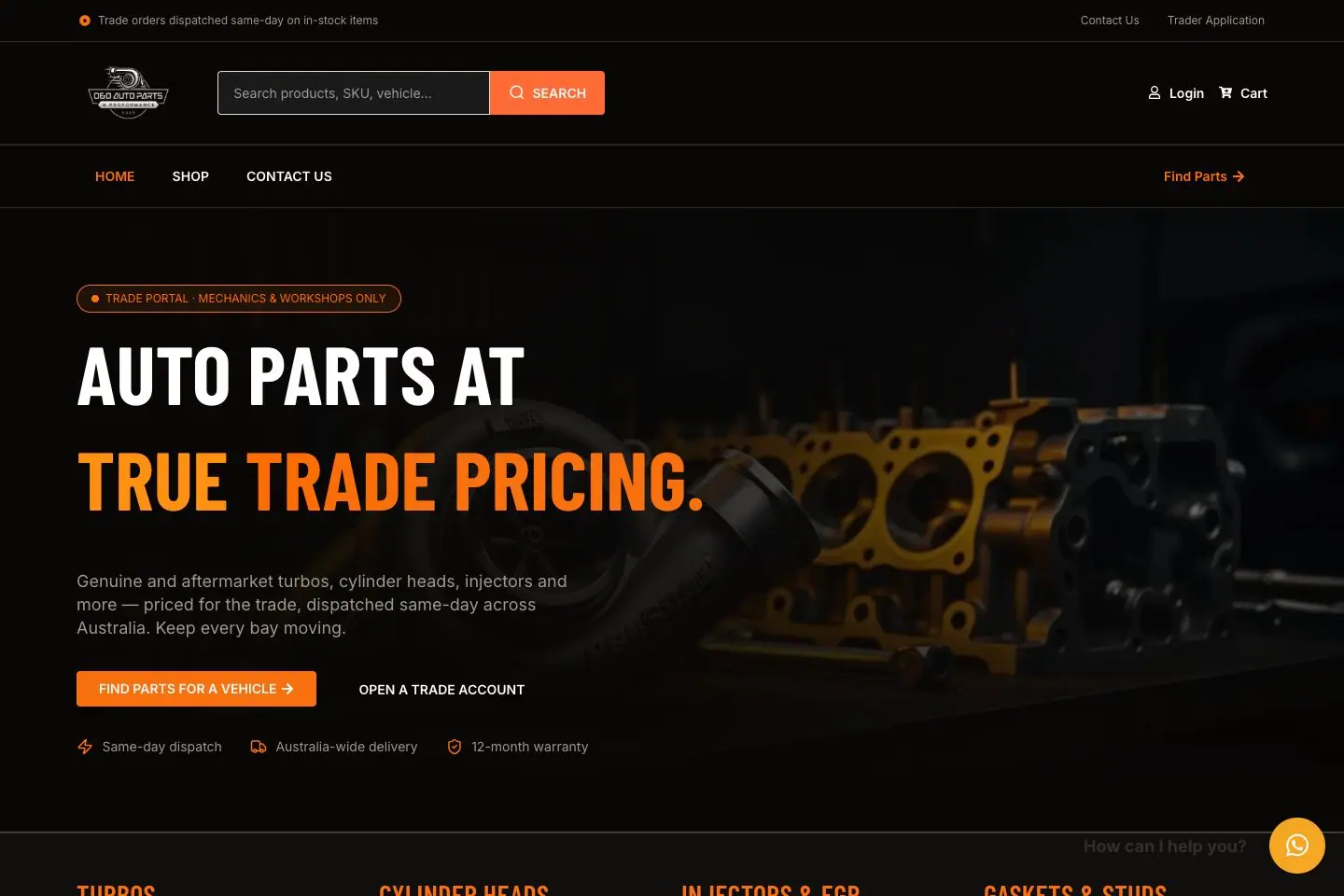 DnD Auto Parts: public website homepage