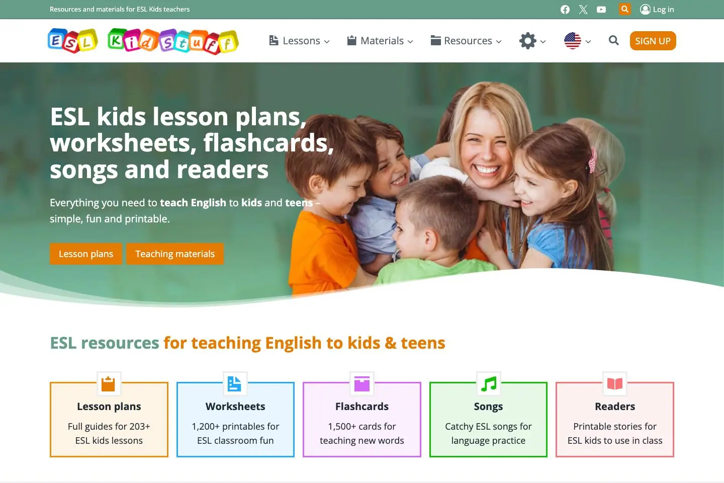 ESL Kids Stuff: public website homepage