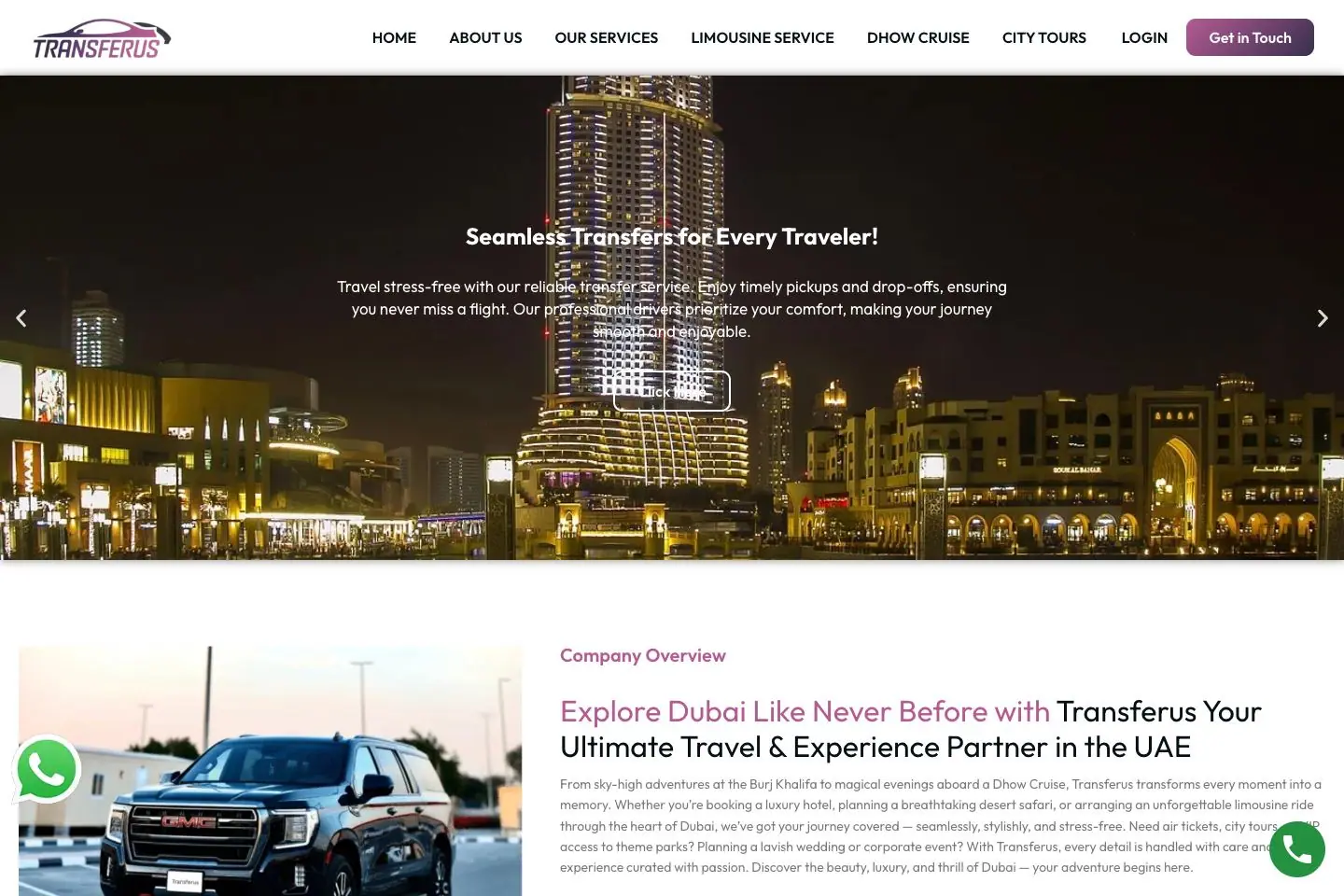 Transferrus: public website homepage